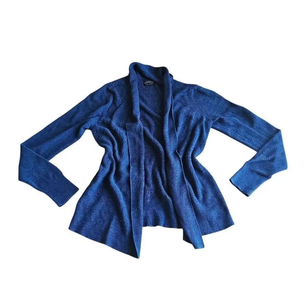 All saints womens Sz L heathered navy open front cardigan sweater